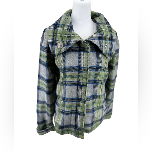 Roxy Plaid Wool Blend Flannel Shacket Size Medium - Picture 3 of 8